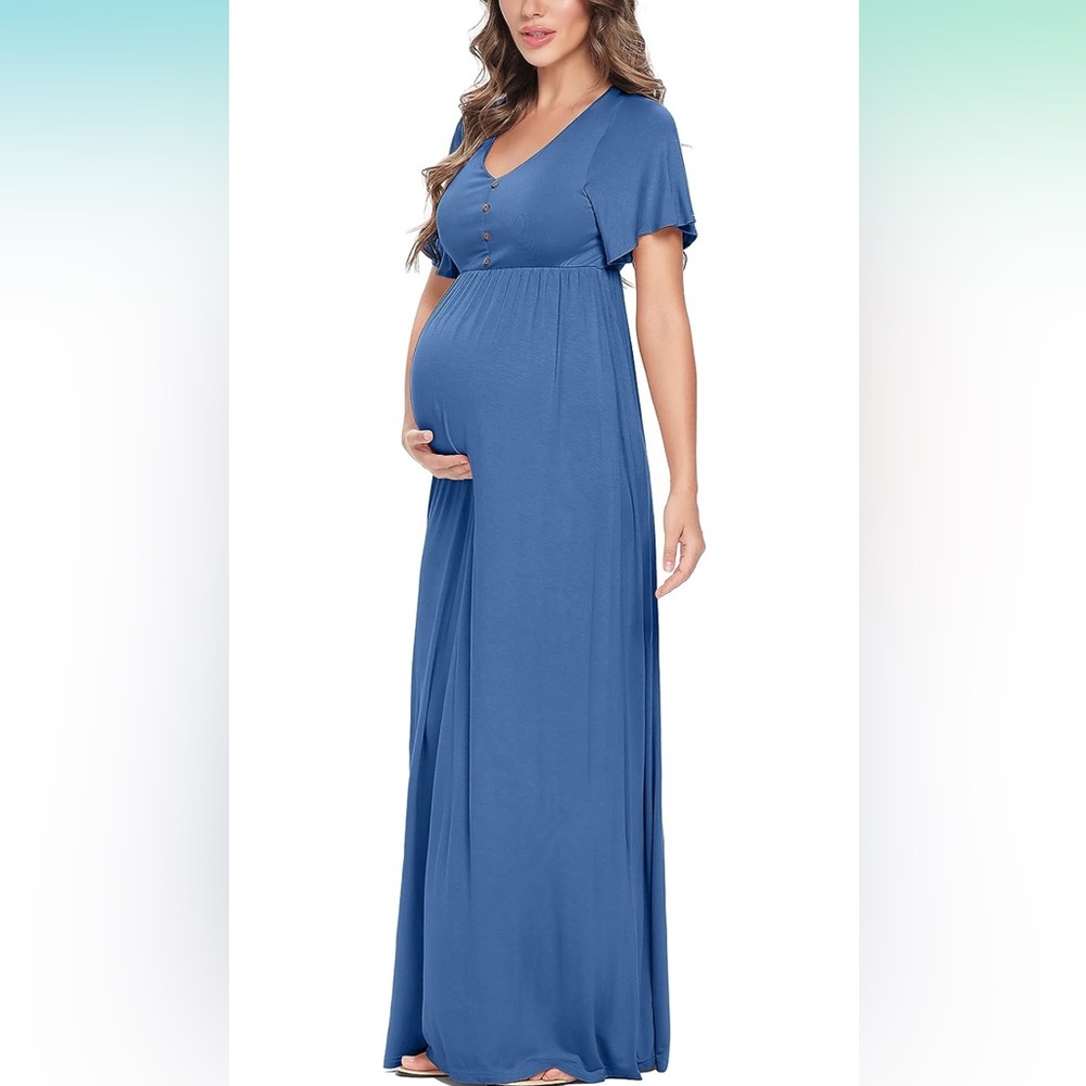 Amazon Maternity short sleeve maxi dress, size L
